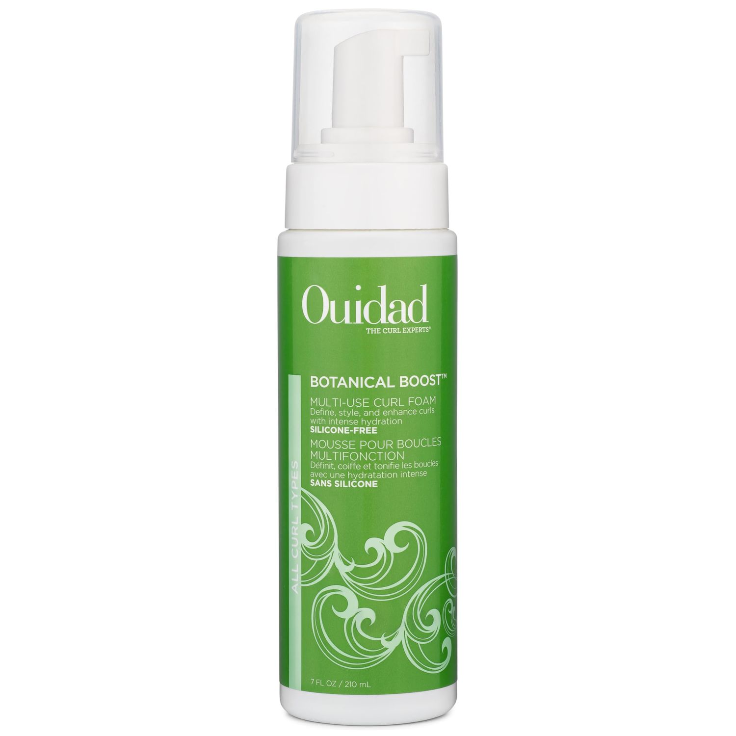 Ouidad Botanical Boost Multi-Use Mousse for Curly Hair, 7 fl oz, Lightweight Hair Styling Foam, Curl Enhancer Restores, Hydrates &amp; Adds Shine, No Silicone, Sulfates &amp; Parabens