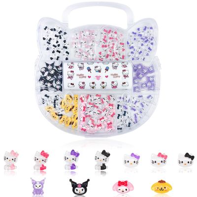 111 PCS Cute Kawaii Nail Art Stickers - Y2K Slime Charms, 3D &amp; Flatback Resin Charms