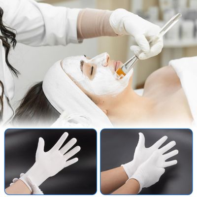 6 Pairs White Cotton Gloves - Breathable Cotton Gloves for Dry Hands Sleeping, Inspection, Coin Handling, Reusable Soft Cloth Glove for Eczema, Spa, Moisturizing Hands, High Elasticity, Women and Men