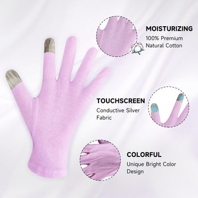 HandLove 12 Pairs Premium 100 Cotton Gloves Moisturizing Gloves for Dry Hands & Eczema | Overnight Sleeping Gloves, Eczema Gloves | Reusable| Touchscreen, Purple