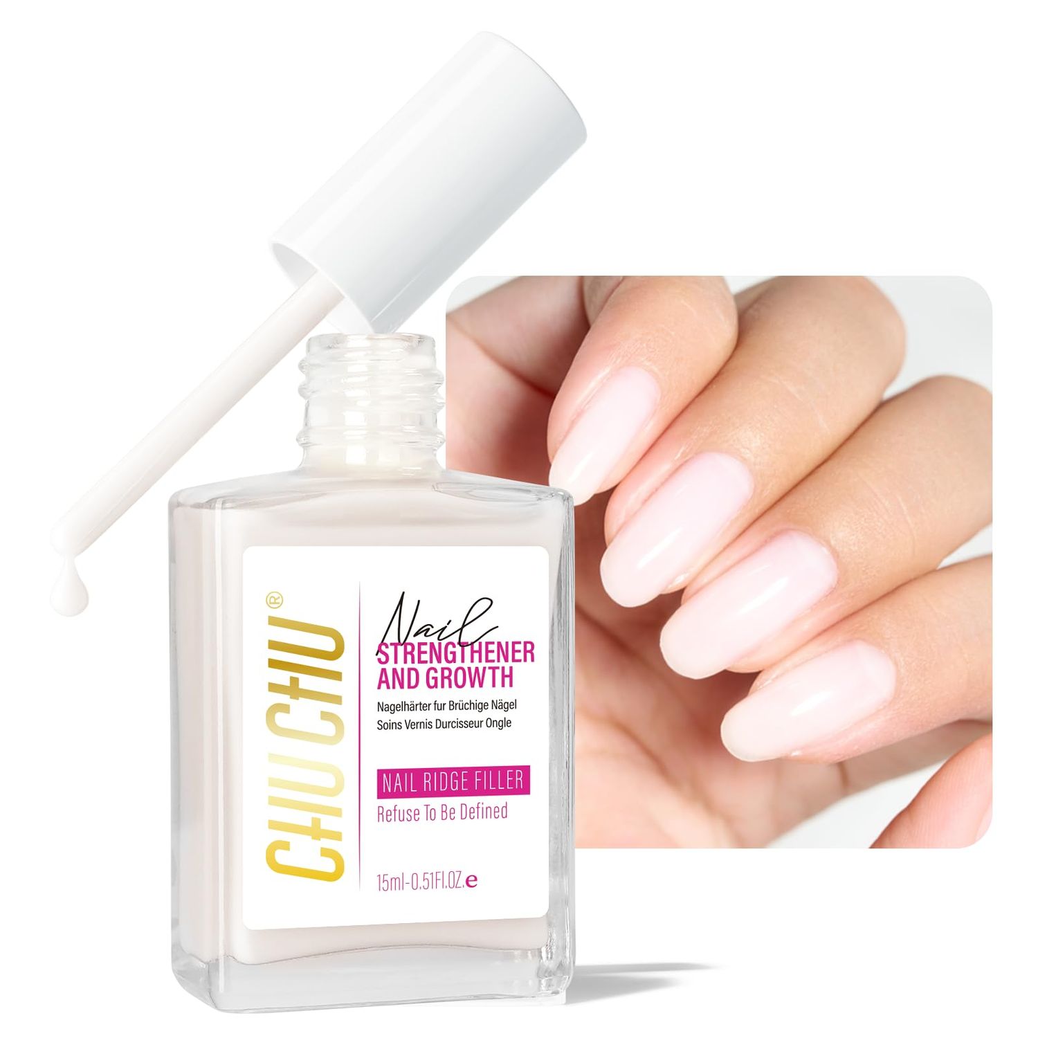 Nail Hardener Extra Strong and Growth: Milky White Natural Nail Strengthener for Enthusiast - Polish Hardener Ridge Filler Concealer for Damaged Nails 15ml