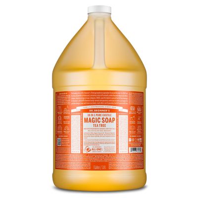 Dr. Bronners Magic Soap - Pure-Castile Liquid Soap (Tea Tree, 1 Gallon) -Regenerative Organic Certified Oils, 18-in-1 Uses: Face, Hair, Laundry &amp; Dishes, For Sensitive Skin, No Fragrance, Vegan