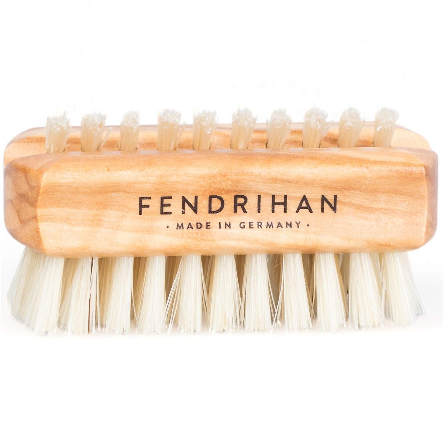 Fendrihan Travel Size Dual Sided Olivewood Nail and Hand Brush with Natural Boar Bristles 2.3 (Made in Germany)