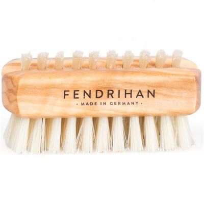 Fendrihan Travel Size Dual Sided Olivewood Nail and Hand Brush with Natural Boar Bristles 2.3 (Made in Germany)