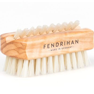Fendrihan Travel Size Dual Sided Olivewood Nail and Hand Brush with Natural Boar Bristles 2.3 (Made in Germany)