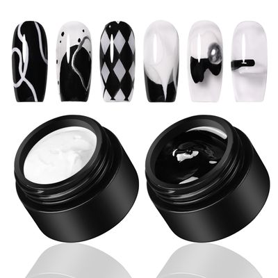 yehapp Nail Painting Gel for Nail Art - 2x8g Gel Nail Polish - Black &amp; White 3D Painting Polish for Chrome Powder, DIY Manicure at Home &amp; Salon (2x8g)