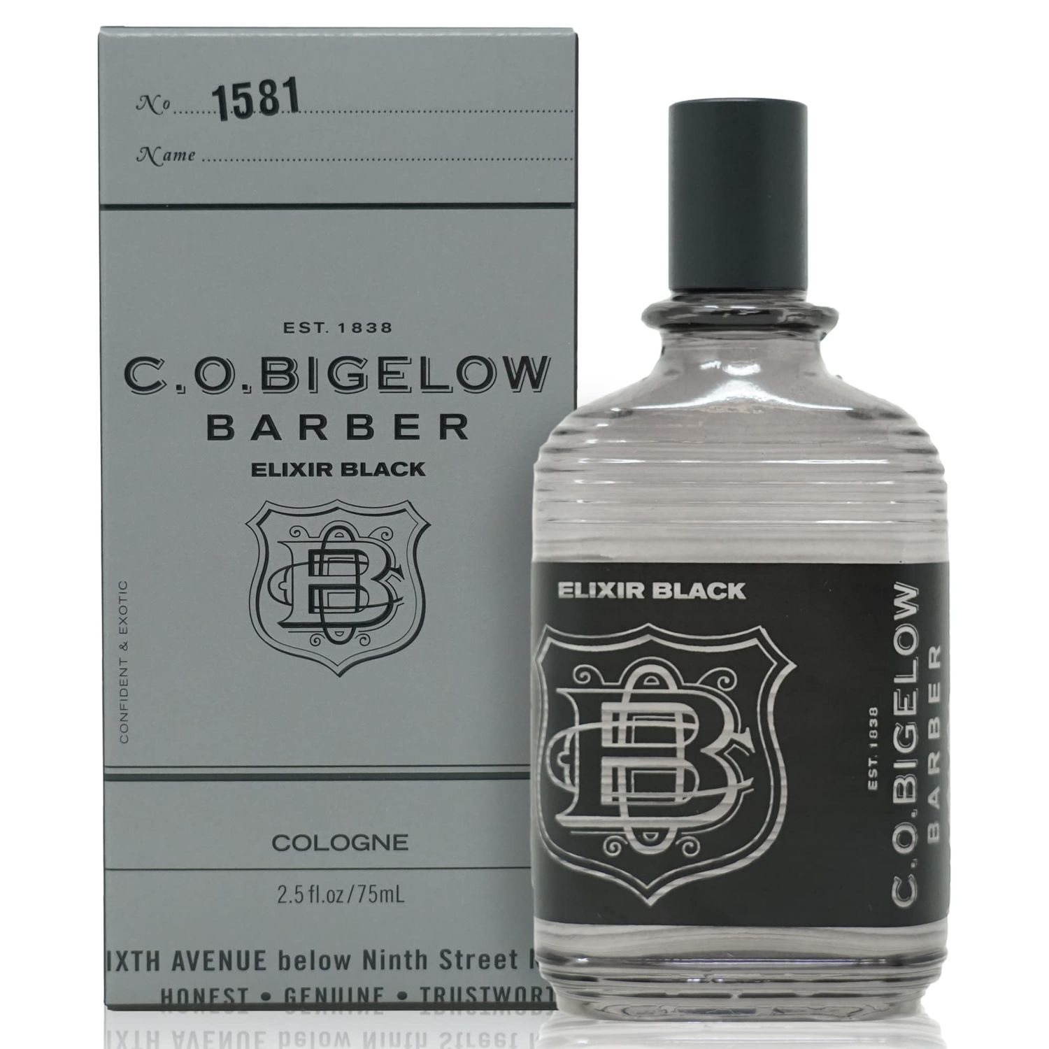 C.O. Bigelow Elixir Black - No. 1581, 2.5 fl oz, Cologne for Men - Musk &amp; Vanilla Long Lasting Mens Cologne - Fresh, Refined, Masculine Perfumes for Men