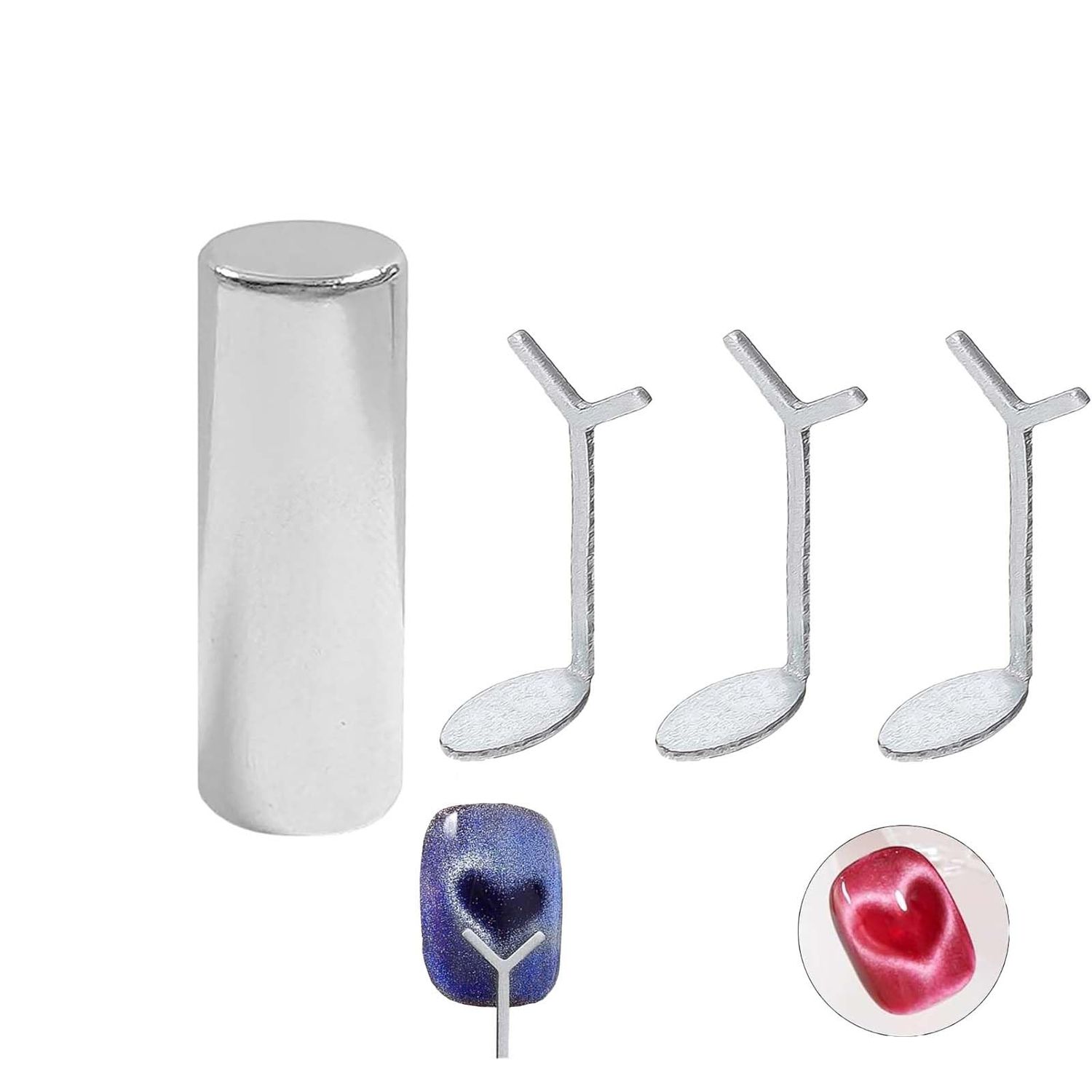 3PCS Heart-Shaped Cat Eye Nail Magnets - Professional Y-Guide Magnetic Tool for Stunning Gel Polish Effects | Salon &amp; Home Manicure Kit (Flexible DIY Design)