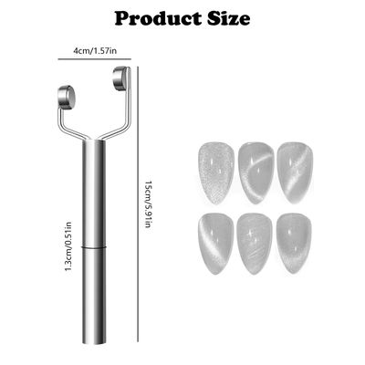3 IN 1 Cat Eye Nail Magnet Y-Shaped Double Head Magnetic Cat Eye Gel Polish Multifunctional Nails Design Tools Powerful Force Magnet Portable Handheld for Salon Studio Home Manicure