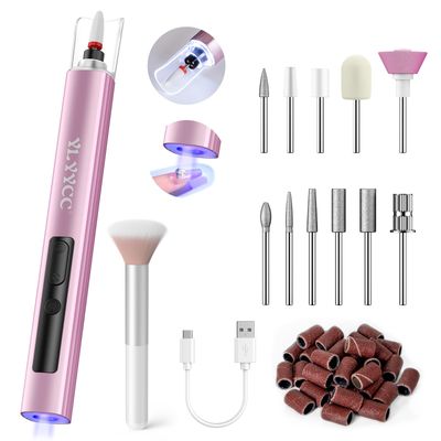 YLYYCC Cordless Nail Drill Electric File with UV Nail Lamp: Professional for Acrylic Gel Dip Powder Nails Portable Nail Drill Machine Kit for Manicure Pedicure Nail Set Rechargeable Lightweight