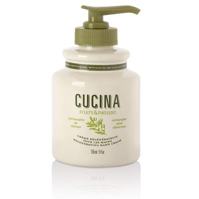 Fruits &amp; Passion Cucina Coriander and Olive Tree Luxury Hand Cream, 5 Fl Oz - Premium Skin Care Made from First Cold Pressed Olive Oil - Regenerating Hand Lotion for Dry, Cracked Skin