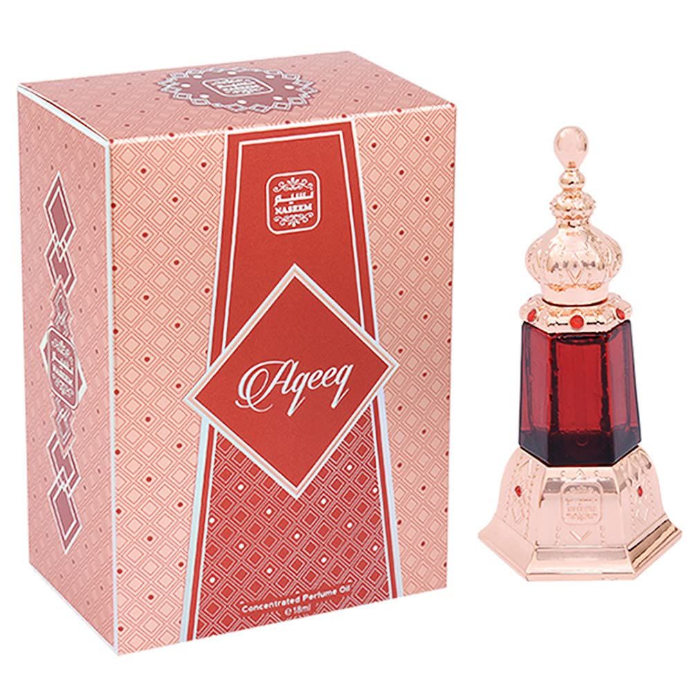 NASEEM Aqeeq Concentrated Perfume Oil Alcohol Free - Spicy Floral Patchouli Perfume - Long Lasting Arabian Perfume Oil for Men 0.61 Fl Oz