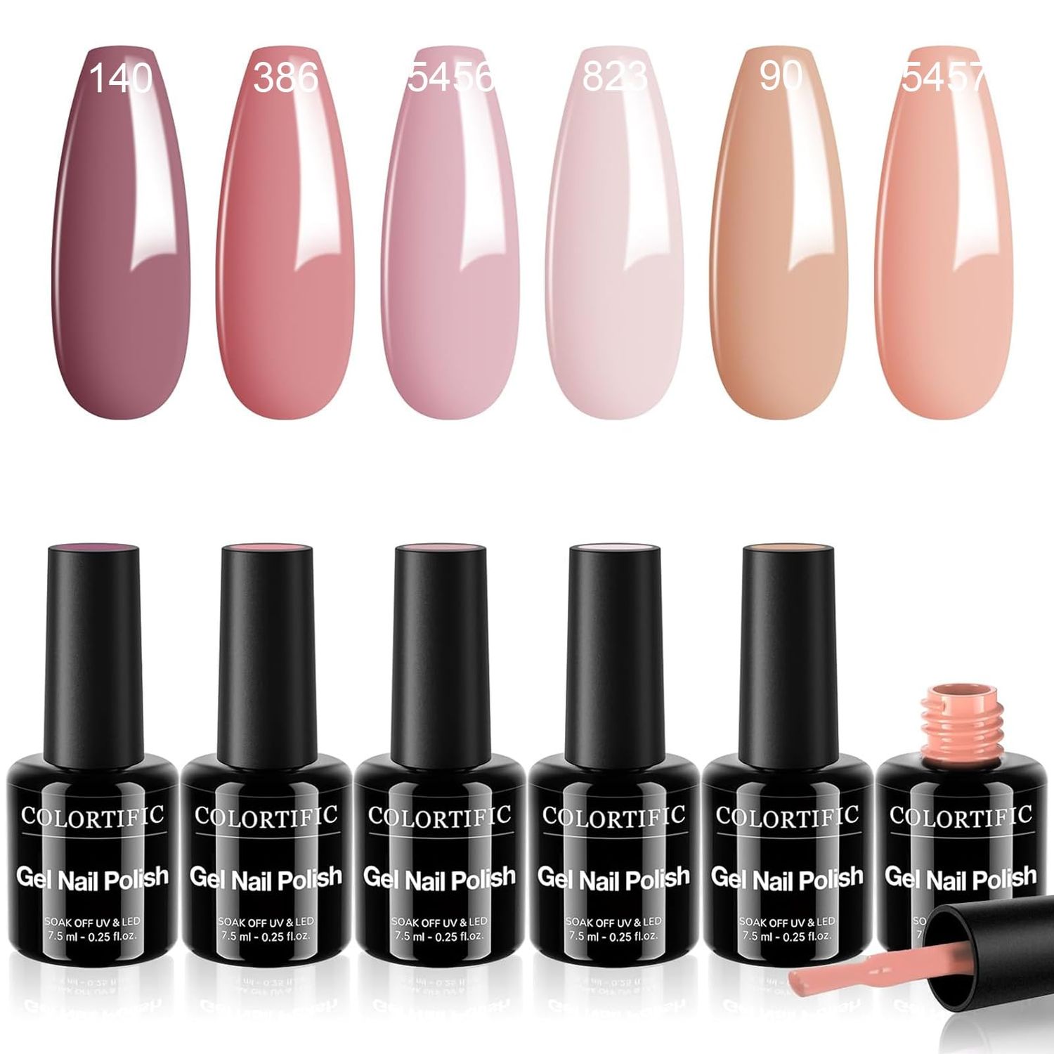 COLORTIFIC Gel Nail Polish, Salon Quality, 6 Colors Neutral Nude Pink Gel Polish Set Soak Off U V Led Nail Art Manicure DIY at Home Gift for Girls Women