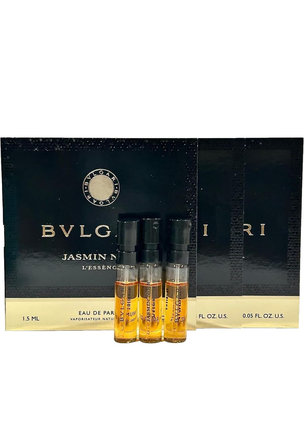BVLGARI Jasmin Noir Lessence Perfume Sample vial WOMEN Vials 1.5 ml / 0.05 Fl Oz Pack of 3