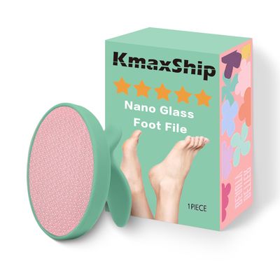 KmaxShip Nano Glass Foot File Foot Scrubber and Callus Remover, Heel Scraper for Cracked Heels, Dead Skin Remover, Foot Buffer for Soft Feet, Safe Pedicure Tool with Anti-Slip Handle(Green)