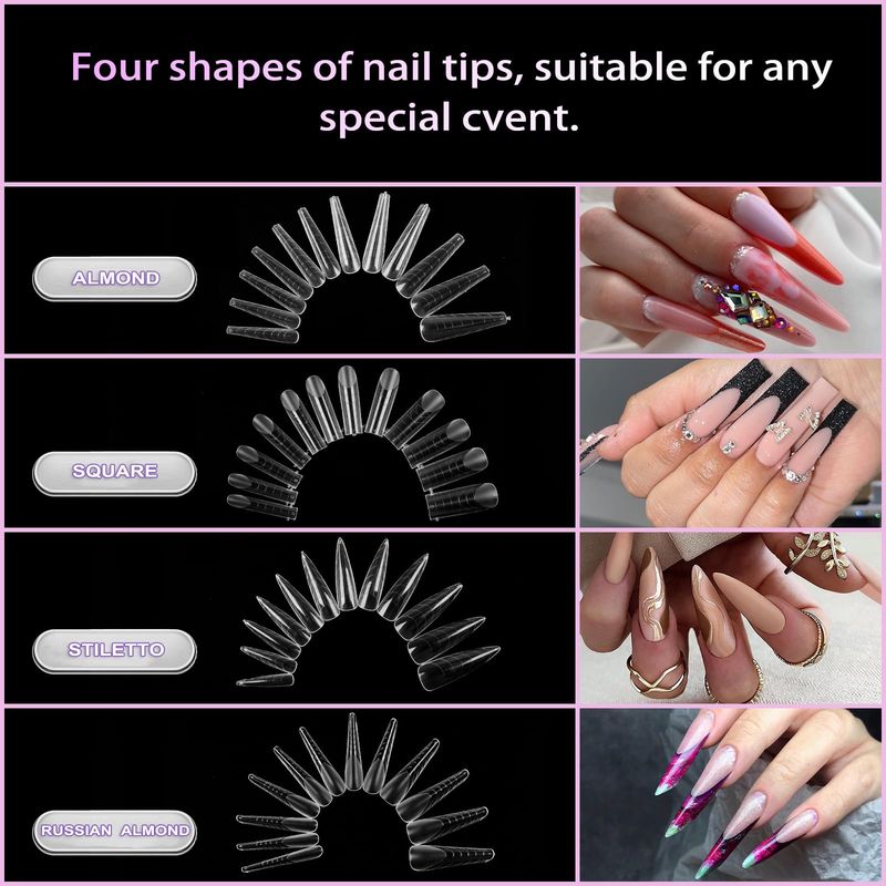 BOMOQING 288PCS Nail Dual Forms for French Nails, Dual Nail Forms Molds Acrylic Nail Tips, 96PCS Duet System Dual Forms Sticker Silicone Reusable Pads, 4 Styles 12 Sizes Scale for Manicure Extension