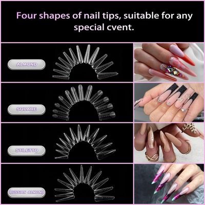 BOMOQING 288PCS Nail Dual Forms for French Nails, Dual Nail Forms Molds Acrylic Nail Tips, 96PCS Duet System Dual Forms Sticker Silicone Reusable Pads, 4 Styles 12 Sizes Scale for Manicure Extension