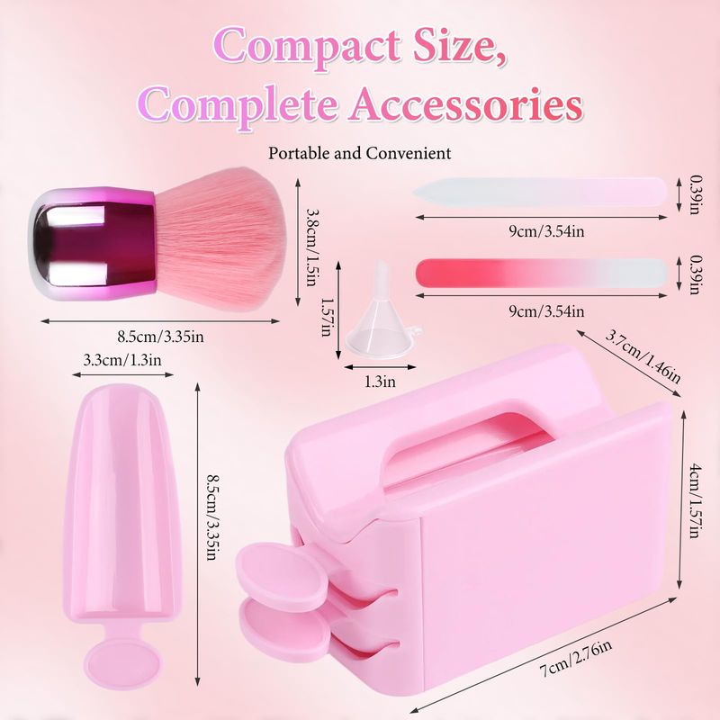 heemeei Dip Powder Recycling Tray System, Portable Nail Dip Powder Tray Kit with Nail Dust Brush, Glass Nail File, French Nail Art Manicure Essential Tool, Makeup Tool Glitter Saver