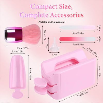 heemeei Dip Powder Recycling Tray System, Portable Nail Dip Powder Tray Kit with Nail Dust Brush, Glass Nail File, French Nail Art Manicure Essential Tool, Makeup Tool Glitter Saver