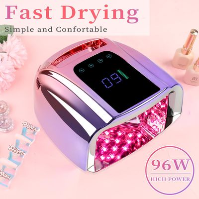 BOMOQING 96W Rechargeable UV LED Nail Lamp,Portable Cordless UV Light for Nails with LCD Display Auto Sensor,4 Timer Setting and Smart Sensor Nail Dryer,Nail Cure Light with Removable Bottom(Colorful)