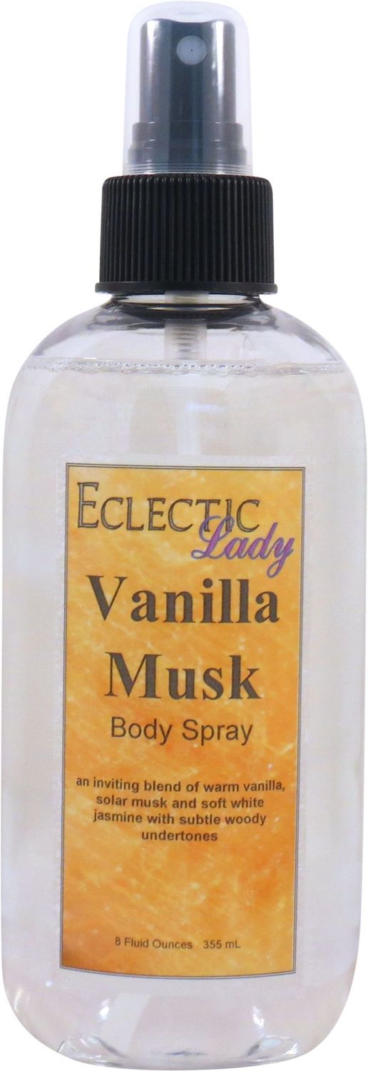 Eclectic Lady Vanilla Musk Body Spray, 8 ounces, Body Mist for Women with Clean, Light &amp; Gentle Fragrance, Cologne with Soft, Subtle Aroma For Daily Use