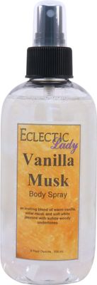 Eclectic Lady Vanilla Musk Body Spray, 8 ounces, Body Mist for Women with Clean, Light &amp; Gentle Fragrance, Cologne with Soft, Subtle Aroma For Daily Use