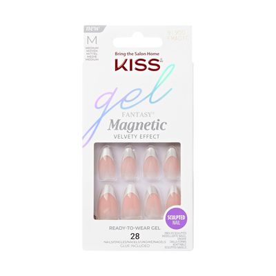 KISS Gel Fantasy, Press-On Nails, Nail glue included, North Coast, Light Silver, Medium Size, Almond Shape, Includes 28 Nails, 2G Glue, 1 Manicure Stick, 1 Mini File