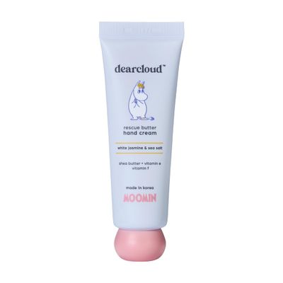 dearcloud x Moomin Rescue Butter Hand Cream - Ultra Repair for Dry, Cracked Hands, Shea Butter, Vitamin E, and Vitamin F (White Jasmine &amp; Sea Salt)