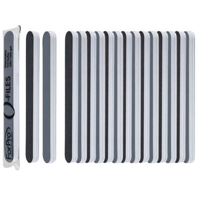 ForPro Professional Collection O-Files Fat Buffer, 240/1200 Grit, Double-Sided Manicure &amp; Pedicure Nail Buffer, Individually-Wrapped, Disposable Nail File, 6 L x .75 W, 50-Count