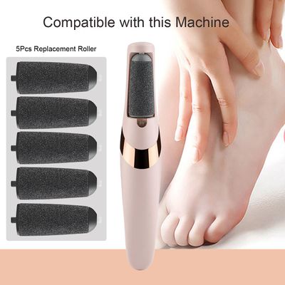 5 Pack Black Coarse Replacement Roller Refills Compatible with Finishing Touch Flawless Pedi Electric Tool File Include a Cleaning Brush