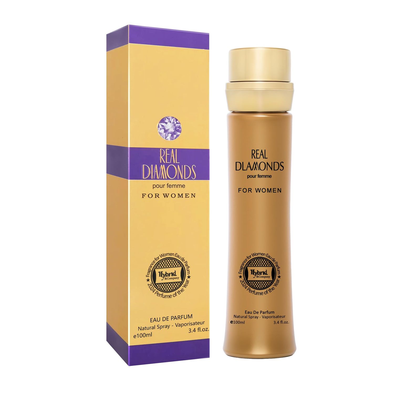 Hybrid &amp; Company Women Real Diamond Pour Femme Eau De Parfum Natural Spray Vaporisateur 3.4 Fl Oz