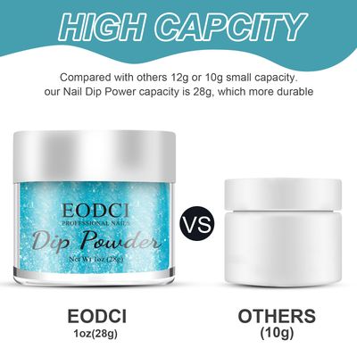 EODCI Nail Dip Dipping Powder,1 Oz/28g Sky Blue Glitter Color Dipping Powder French Nails Art Starter Manicure DIY Salon Home Gift for Women,No Need Nail Lamp Cured