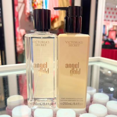 Victorias Secret ANGEL GOLD 2pc bundle - Fine Fragrance Mist 8.4oz &amp; Fine Fragrance Lotion 8.4oz Set for Women