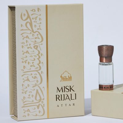 Dukhni Misk Rijali Attar | Soft Silky White Musk | Authentic Arabic Fragrance Oil | 100 Pure, Alcohol-Free, Halal | 1 bottle x 6ml