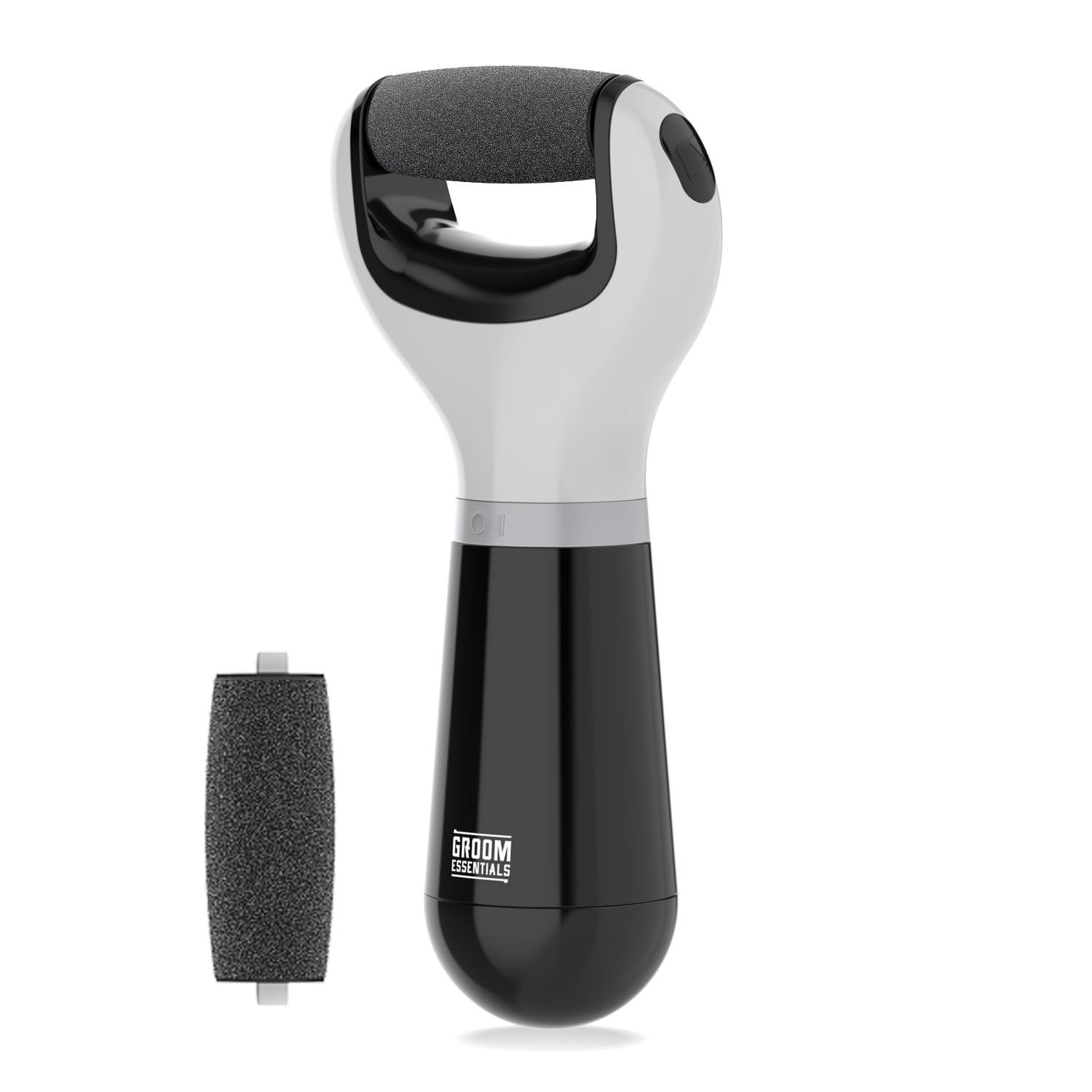 CHARGEWORX Groom Essentials Callus Remover for Feet - Electric Pedicure Tool &amp; Foot Scrubber with 2 Spinning Pumice Heads, Battery-Operated, Heel Scraper for Dry Skin, Cracked Heels &amp; Foot Health