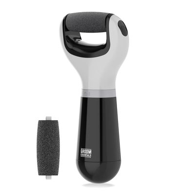 CHARGEWORX Groom Essentials Callus Remover for Feet - Electric Pedicure Tool &amp; Foot Scrubber with 2 Spinning Pumice Heads, Battery-Operated, Heel Scraper for Dry Skin, Cracked Heels &amp; Foot Health