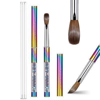 Shine Chance Acrylic Nail Brush Size 8, 100 Real Kolinsky Art Nail Brush for Acrylic Powder Application, Handmade Women Manicure Nail Extension Tool for Professional DIY Home Salon and Beginners