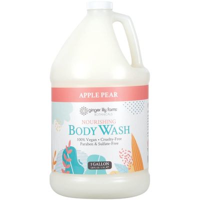 Ginger Lily Farms Botanicals Nourishing Body Wash, 100 Vegan &amp; Cruelty-Free, Apple Pear Scent, 1 Gallon Refill (128 fl oz)