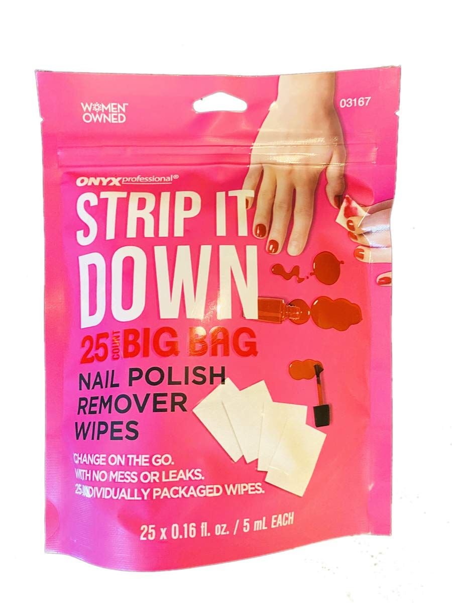 Onyx Strip It Down Nail Polish Remover Wipes! 25 Individually Packaged Wipes! Change On The Go With No Mess Or Leaks! Perfect For Travel And A Manicure Must-Have!