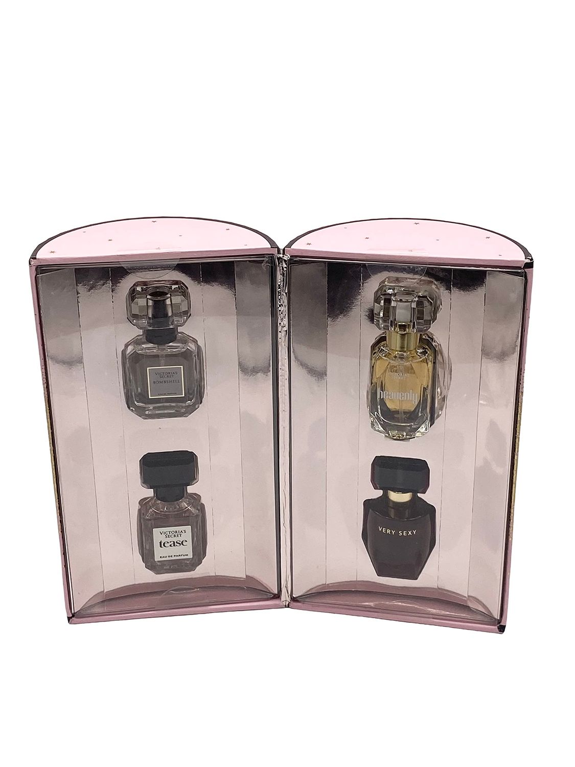 Victorias Secret 4 Piece Eau De Parfum Mini Gift Set Bombshell Heavenly Tease Very Sexy Women .25 Ounce Each, 5.0 milliliters, 1