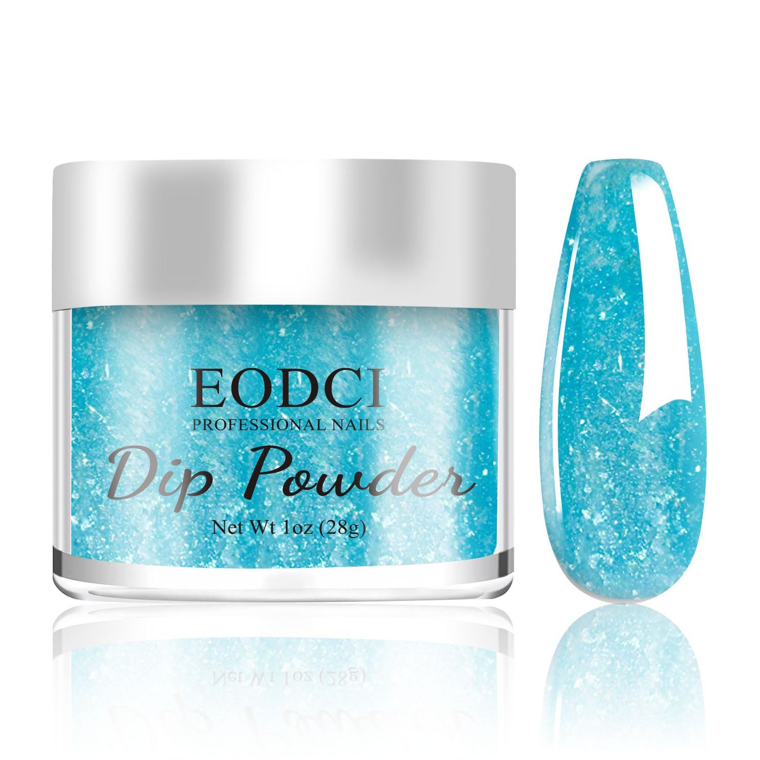 EODCI Nail Dip Dipping Powder,1 Oz/28g Sky Blue Glitter Color Dipping Powder French Nails Art Starter Manicure DIY Salon Home Gift for Women,No Need Nail Lamp Cured