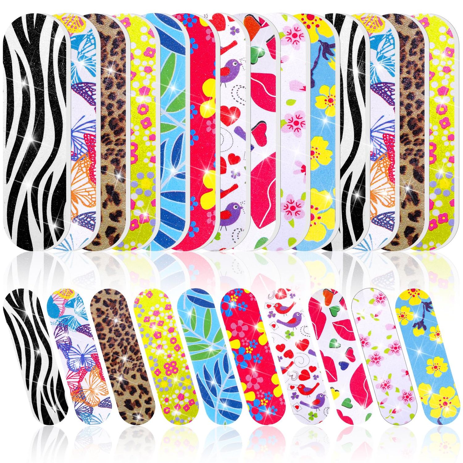 Sumind 100 Pack Nail Files Double Sided Emery Boards Manicure Tools (Vibrant Style)