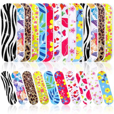Sumind 100 Pack Nail Files Double Sided Emery Boards Manicure Tools (Vibrant Style)
