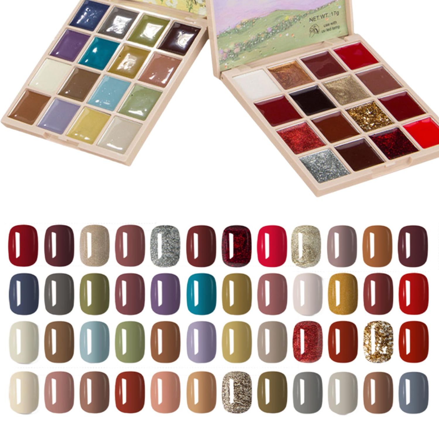 Miaokatze Solid Gel Nail Polish Set, 32 Colors - Cream Pastel Jelly Gel Nail Polish Palette