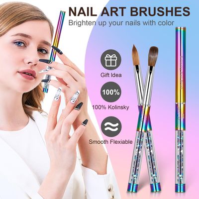 Shine Chance Acrylic Nail Brush Size 8, 100 Real Kolinsky Art Nail Brush for Acrylic Powder Application, Handmade Women Manicure Nail Extension Tool for Professional DIY Home Salon and Beginners