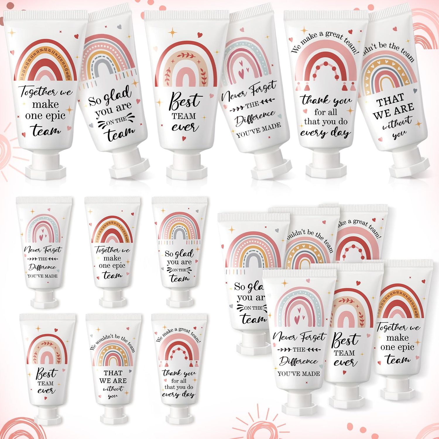 Sacubee 12 Pack Employee Appreciation Gifts Bulk Hand Cream Inspirational Team Gifts Boho Rainbow Graduation End the Year Thank You Hand Lotion Travel Size Bulk for Teacher Employees Coworkers Women