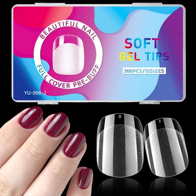 LuckForever 300pc XS Gel Nail Tips Extra Short Round Square Fake Nails Clear Press on Nails Clear Soft Gel Nail Tips Full Cover Short False Nail Tip for Acrylic Nails Extension Press Nails Making