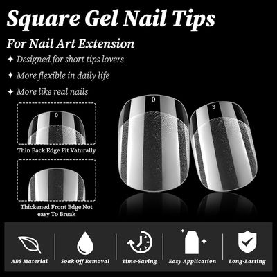 LuckForever 300pc XS Gel Nail Tips Extra Short Round Square Fake Nails Clear Press on Nails Clear Soft Gel Nail Tips Full Cover Short False Nail Tip for Acrylic Nails Extension Press Nails Making