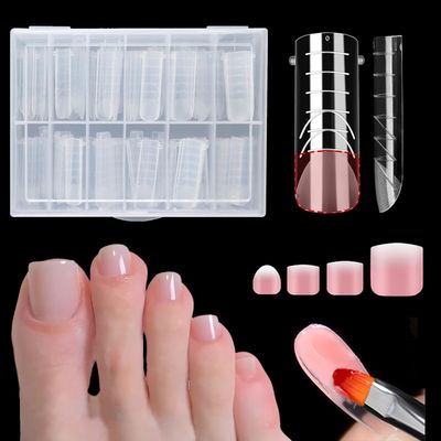 ASONRL Toe Dual Nail Forms for Poly Gel &amp; Builder Gel Toenail Extension - 120Pcs Reusable Full Cover Square Toenails Molds with 12 Sizes - Professional Pedicure Nail Tips for Salon &amp; DIY at Home