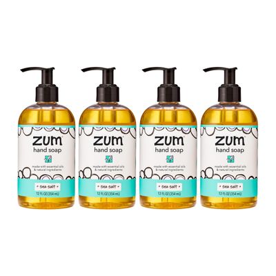 Zum Indigo Wild Hand Soap - Natural Liquid Hand Soap - for Bathroom &amp; Kitchen - Sea Salt Scent - 12 oz (4 Pack)